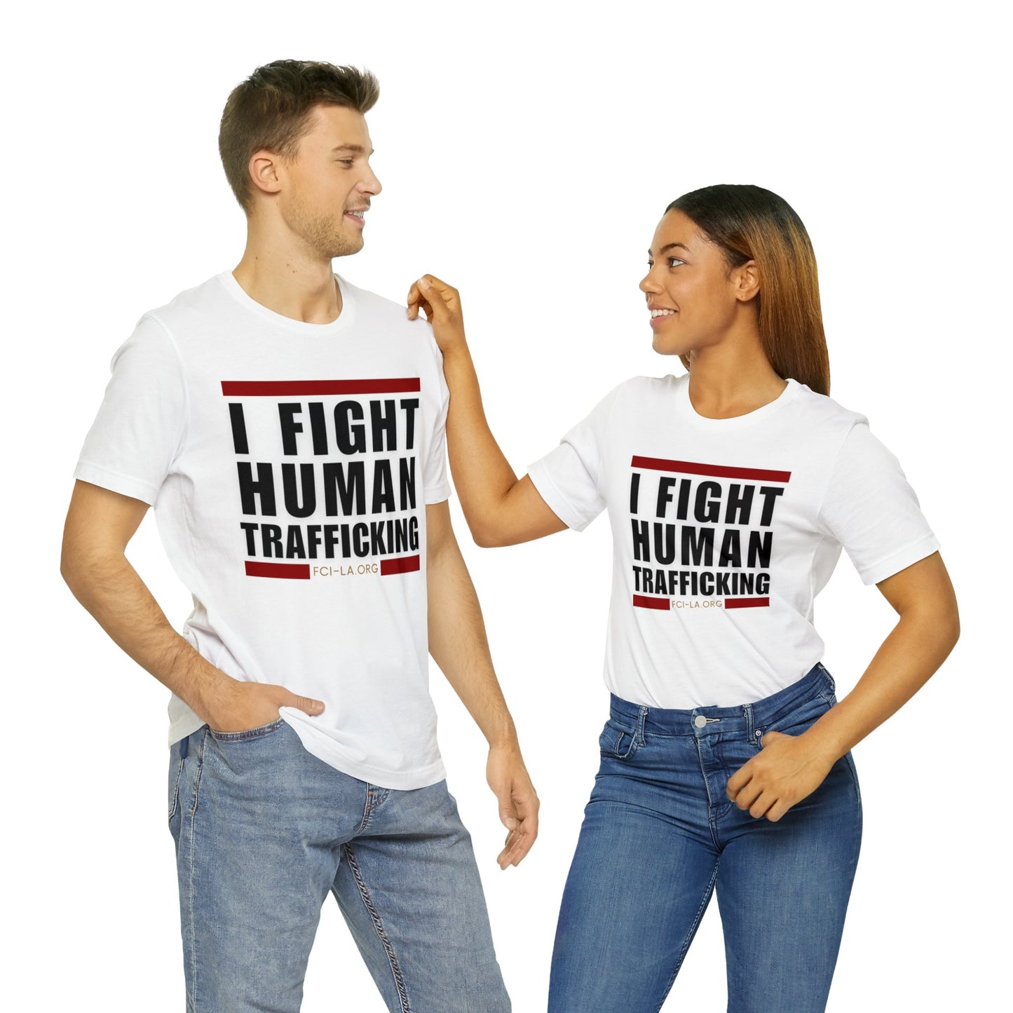 Unisex Short Sleeve Tee - I Fight Human Trafficking (white)