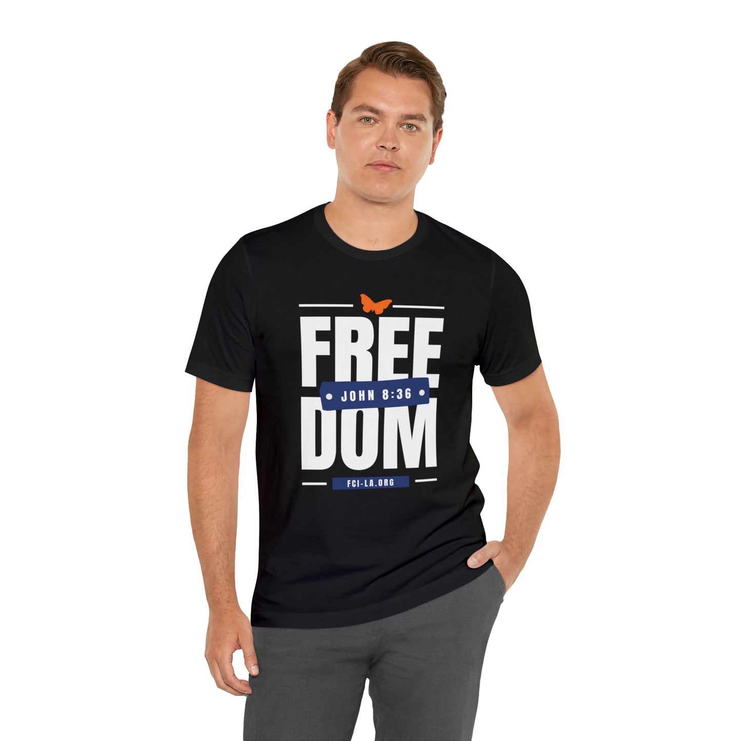 Unisex Short Sleeve Tee (white & blue)