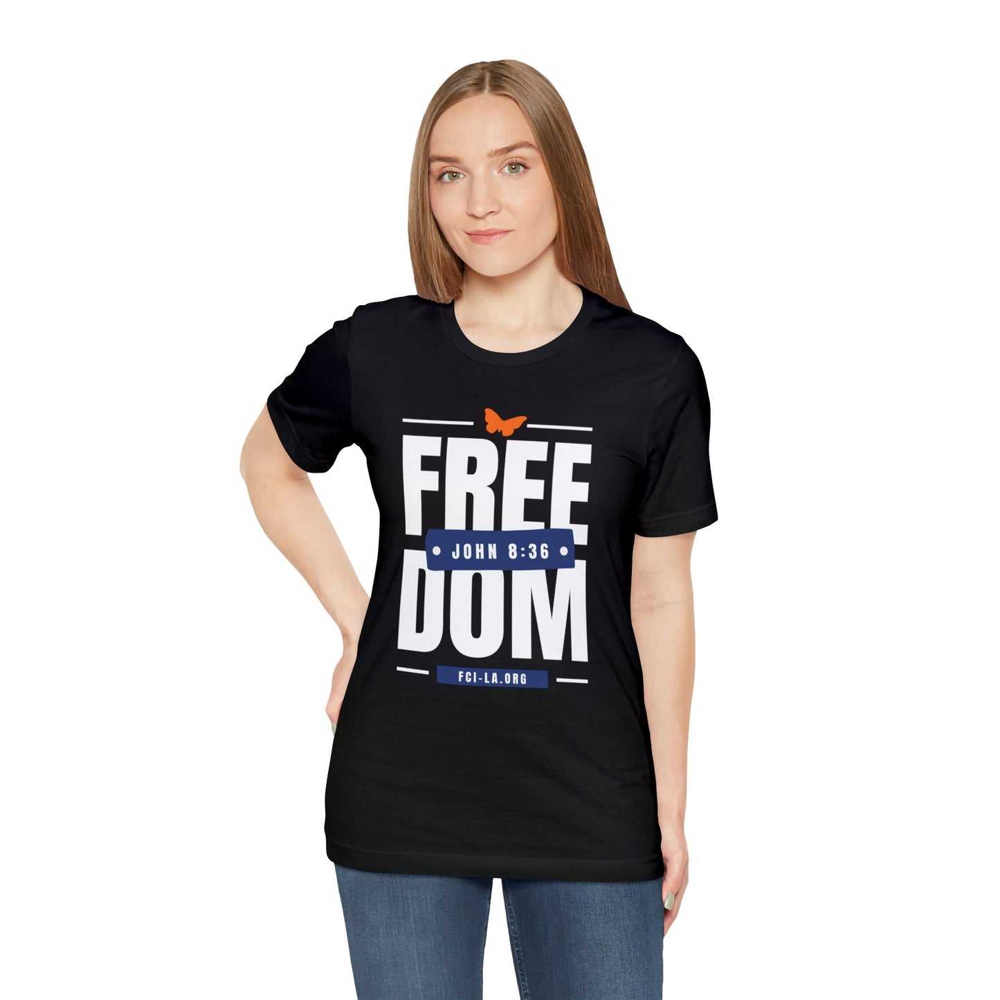 Unisex Short Sleeve Tee (white & blue)