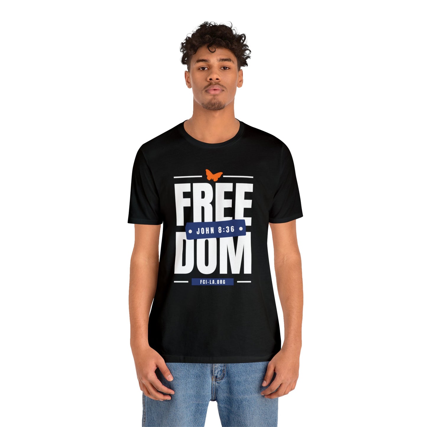 Unisex Short Sleeve Tee (white & blue)